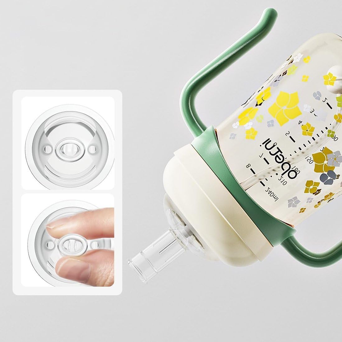 Toddler Sippy Cup 10oz, Weighted Straw Baby Drinking Water Bottle with Valved Spout for 6+ Months, 300ml/Orange/2Pack