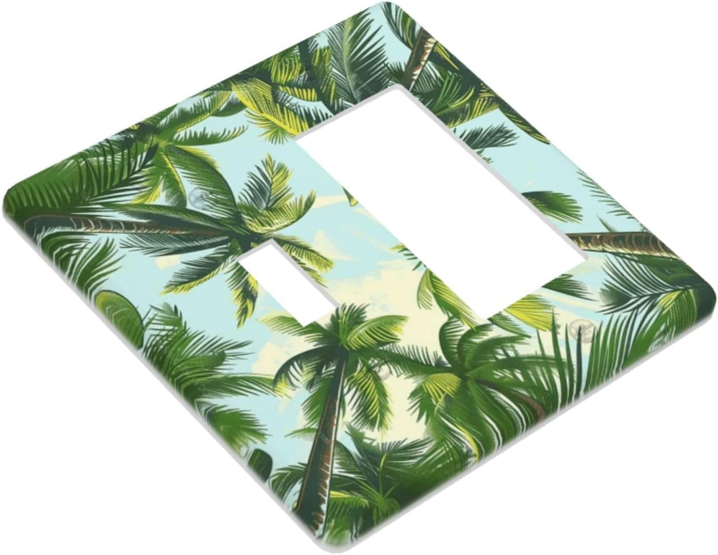 Summer Sky Coconut Palms Trees Green Plants Leaf Outlet Covers 1 Toggle 1 Rocker Combination Decorative Wall Plate Electrical Switch Plates Light Switch Cover Plate for Bed Room Living Room Decor