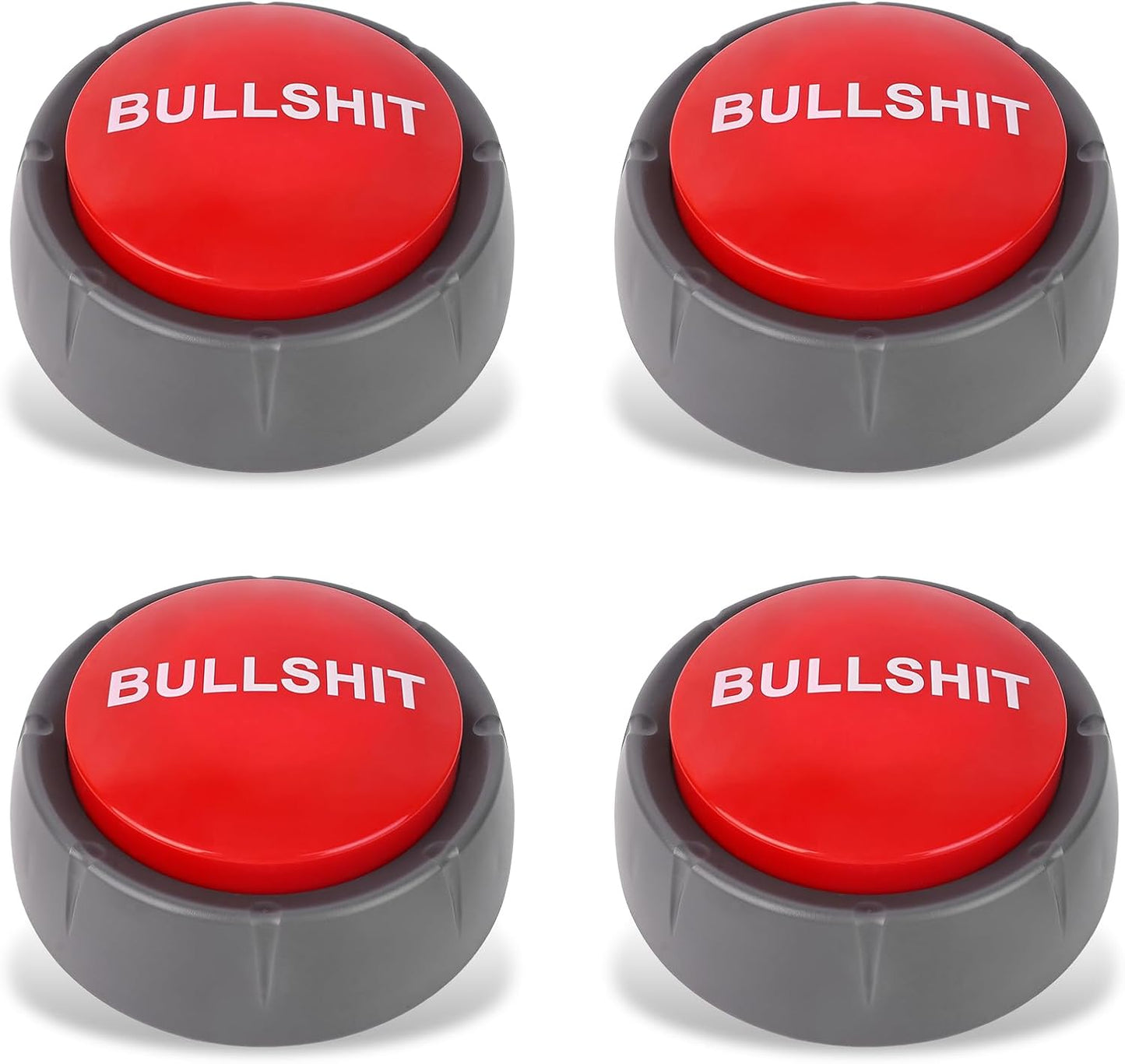 4 Pcs Dance Party Buttons with Music Sound - 30s Funny Buzzer Buttons for Office Toys, Novelty Fun, Gag Gifts, Cool Desk Decor Gadgets(3.5 x 3.5 x 1.5 inches, Red and Black)