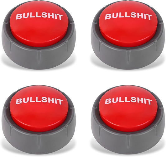 4 Pcs Dance Party Buttons with Music Sound - 30s Funny Buzzer Buttons for Office Toys, Novelty Fun, Gag Gifts, Cool Desk Decor Gadgets(3.5 x 3.5 x 1.5 inches, Red and Black)