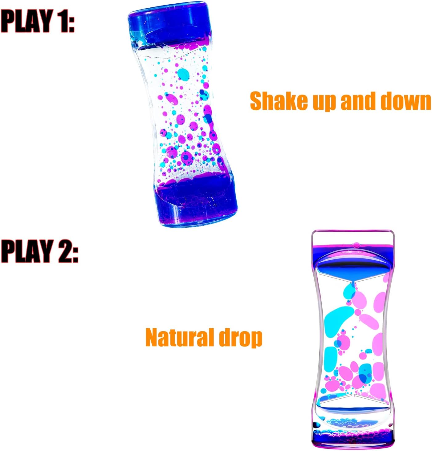 Liquid Motion Bubbler for Sensory Toys, Set of 5 Fidget Timer Liquid Toy for Home Ornament, Oil Drop Water Desk Toys, Liquid Timers for Autism Toys, Relaxing Activity, Different Mixed Colors