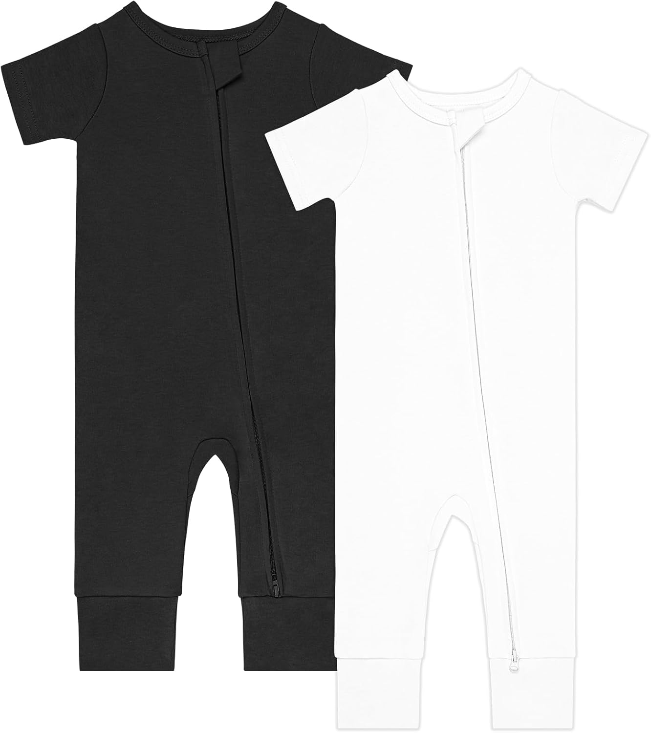 GUISBY Footless Short Sleeve Baby Pajamas with Zipper Cotton Infant Sleepwear