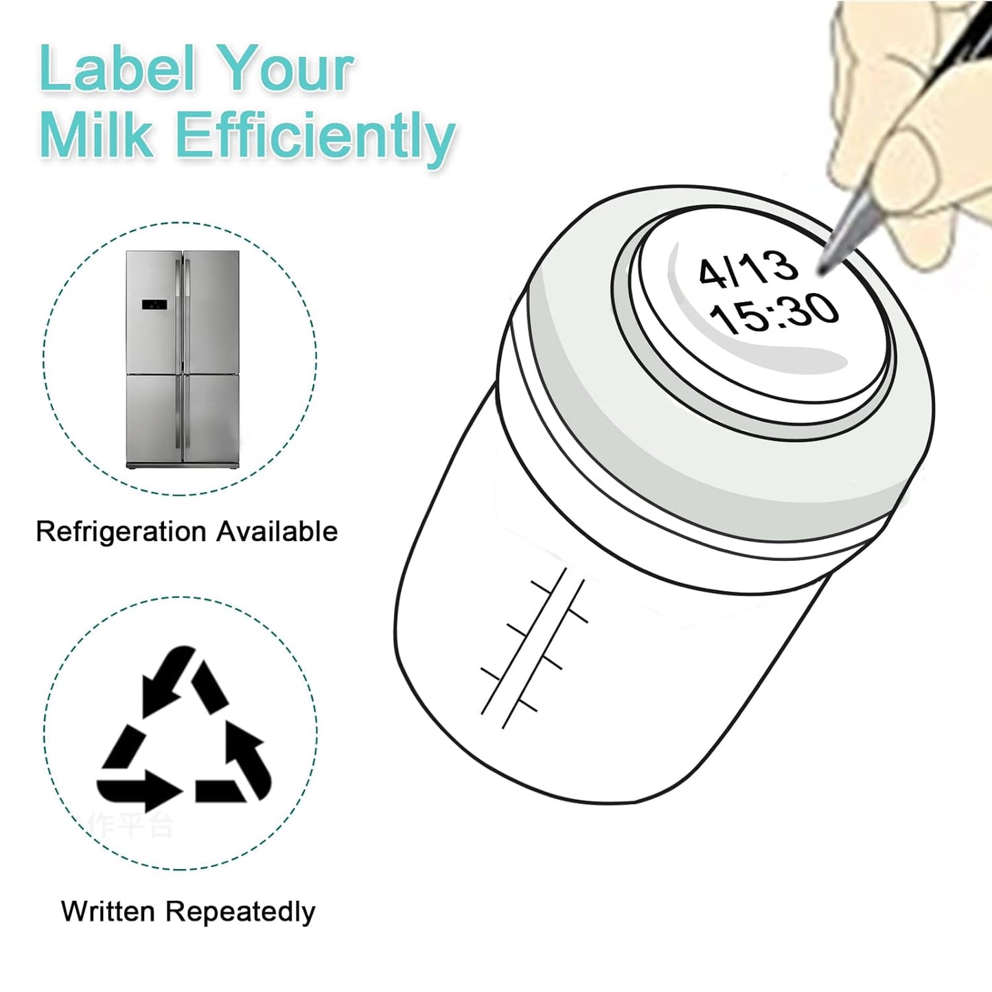 COMI Wide Neck Glass Breastmilk Collection n Storage Bottle, 6oz with Screw Ring Sealing Disk; Re-markable Sealing Disc. BPA Free, Fits Breast Pumps & Nipples (Gray Lids)