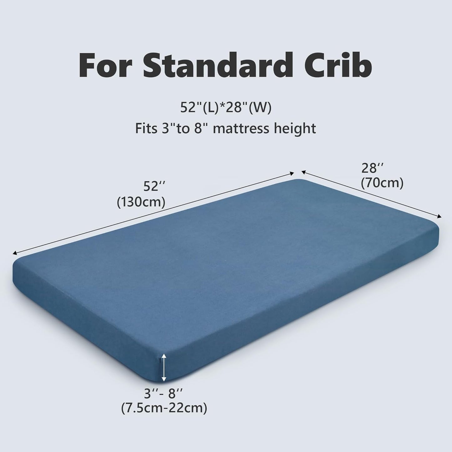 TILLYOU Baby Crib Sheets for Boys Girls, Super Soft Toddler Bed Sheets, 2 Pack Sheets for Standard Crib Mattress 28x52in, Navy and Stone Blue