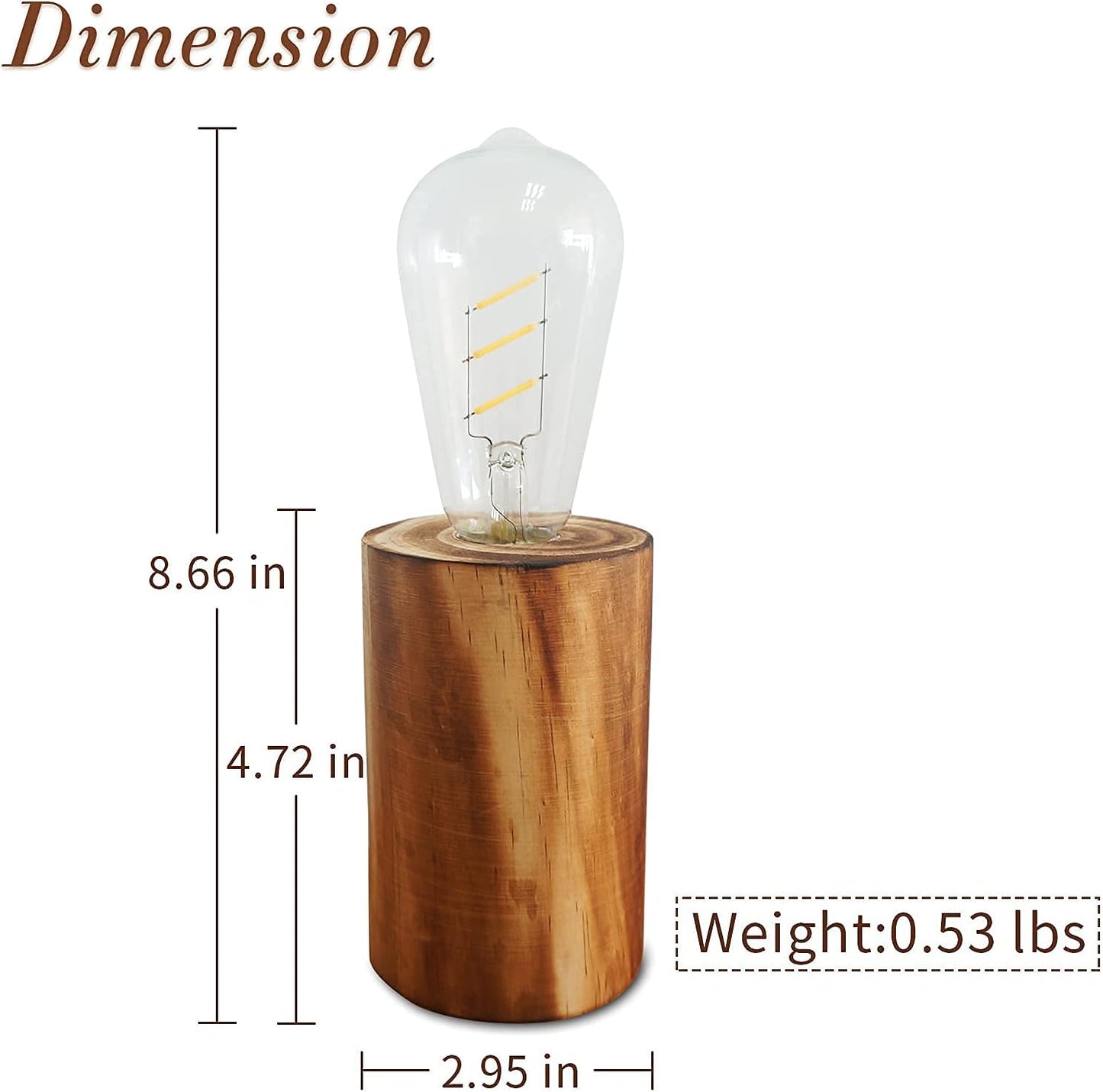 YiShine Battery Operated Table Lamp Wood Night Light Decorative Table Light for Bedroom Living Room Lights Bedside Table Lamp Desk Decorative Lights Bright Light Festival Home Decoration(Single)