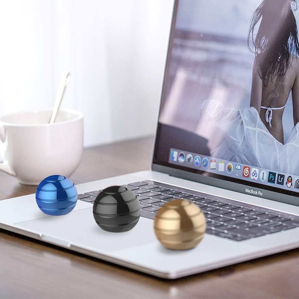 Kinetic Desk Toys, 1.54'' Spinning Full Body Optical Illusion Fidget Spinner, Office Fidget Toys Set for Anxiety ADHD, Party Favor Toys for Birthday Christmas Day (39MM, Black)