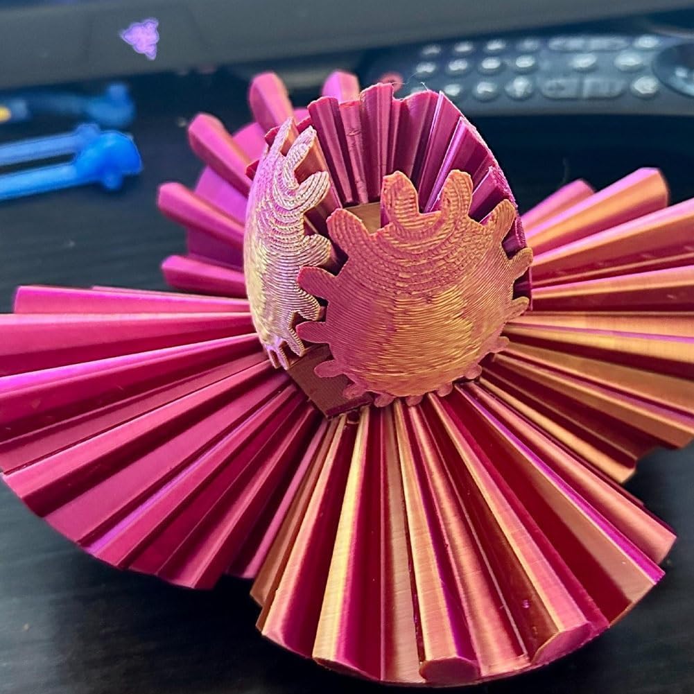 Gear Ball 3D Printed Gear Ball Fidget Toy, Gear Ball Fidget Toy, Perfect for Stress and Anxiety Relaxing fidget Toy, Desk Toy - Ideal for Sensory Needs and Autism (Laser Green Blue)