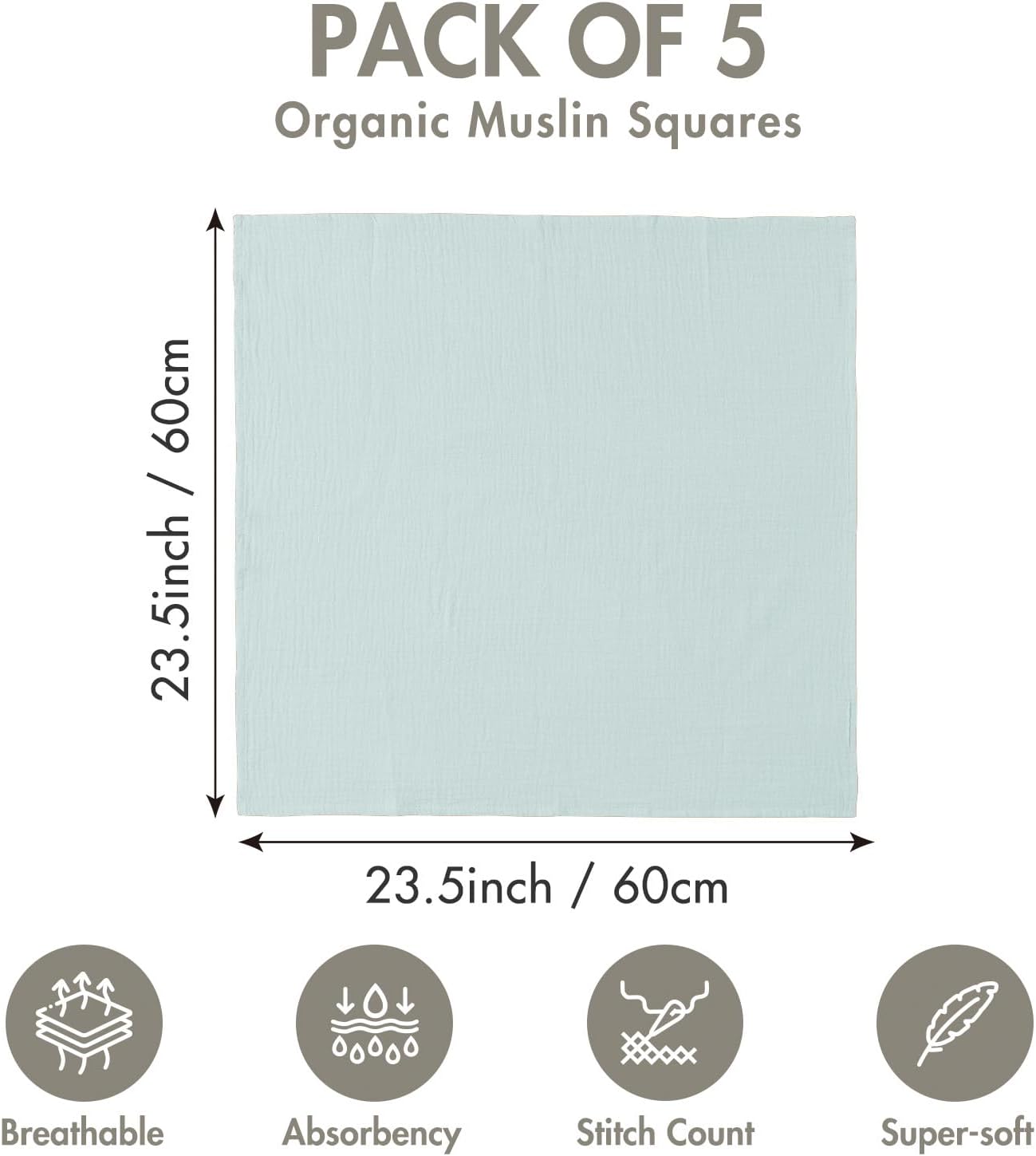 Muslin Receiving Blankets, Neutral Blanket Swaddling for Newborn Boys and Girls, 5 Pack Breathable and Skin-Friendly Swaddle Wrap for Infant Baby (Graceful Colors)