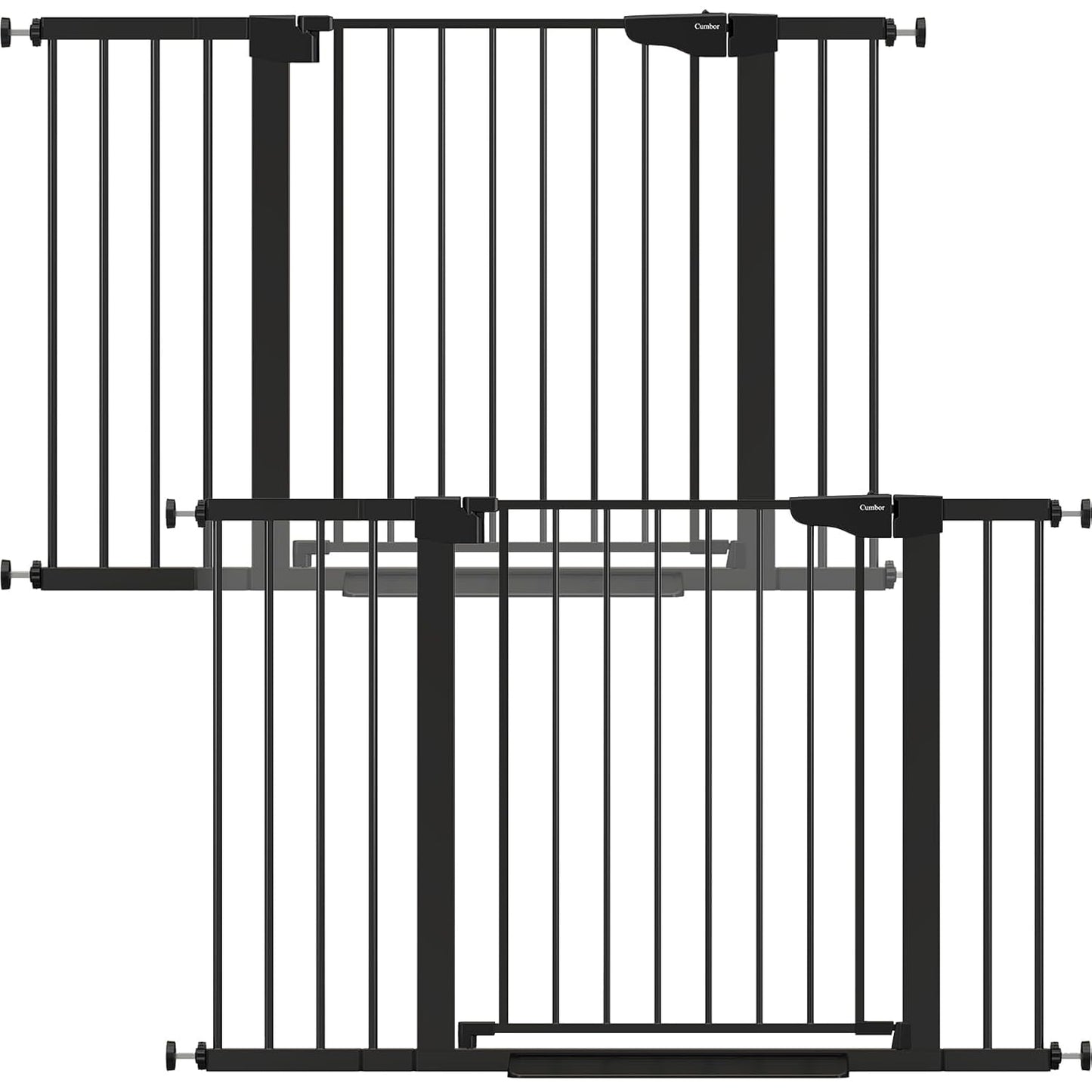 Cumbor 2 Pack 29.7"-48" Baby Gate for Stairs, Mom's Choice Awards Winner-Dog Gate for Doorways, Pressure Mounted Auto-Close Pet Gates for Dogs Indoor, Safety Child Gate with Easy Walk Thru Door,Black