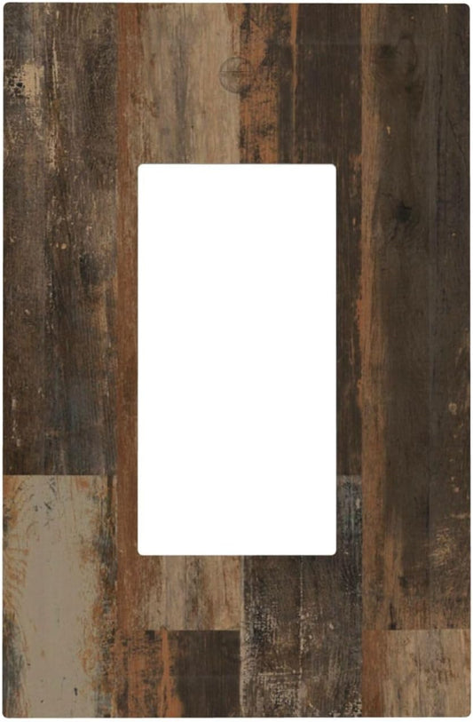 Rustic Brown Wood Grain Dark Oak Decorative Outlet Covers 1 Gang Single Rocker Light Switch Cover Plate Wall Plates GFCI Faceplate for Farmhouse Home Decor