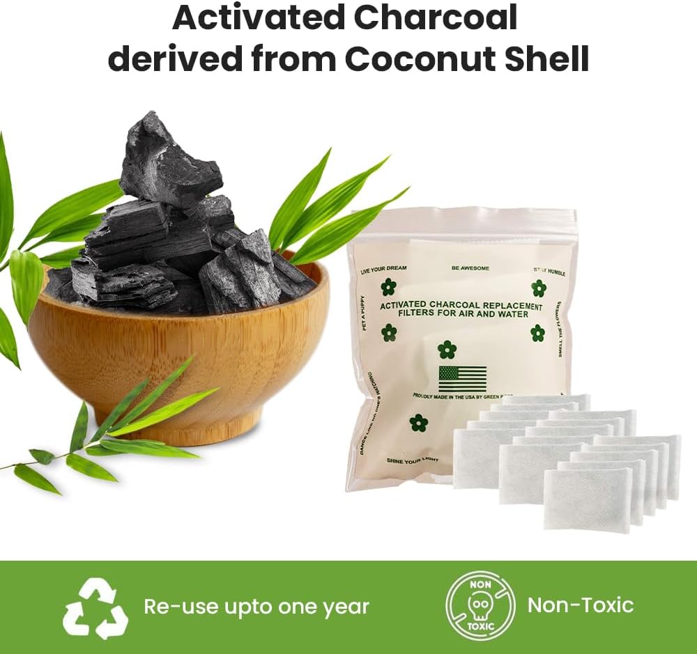 Green Piece® Overstuffed - Pack of All Natural Baby Diaper Pail Deodorizer Activated Charcoal Air Purifier - Pack of 15 Double Sized Sachets (24g)