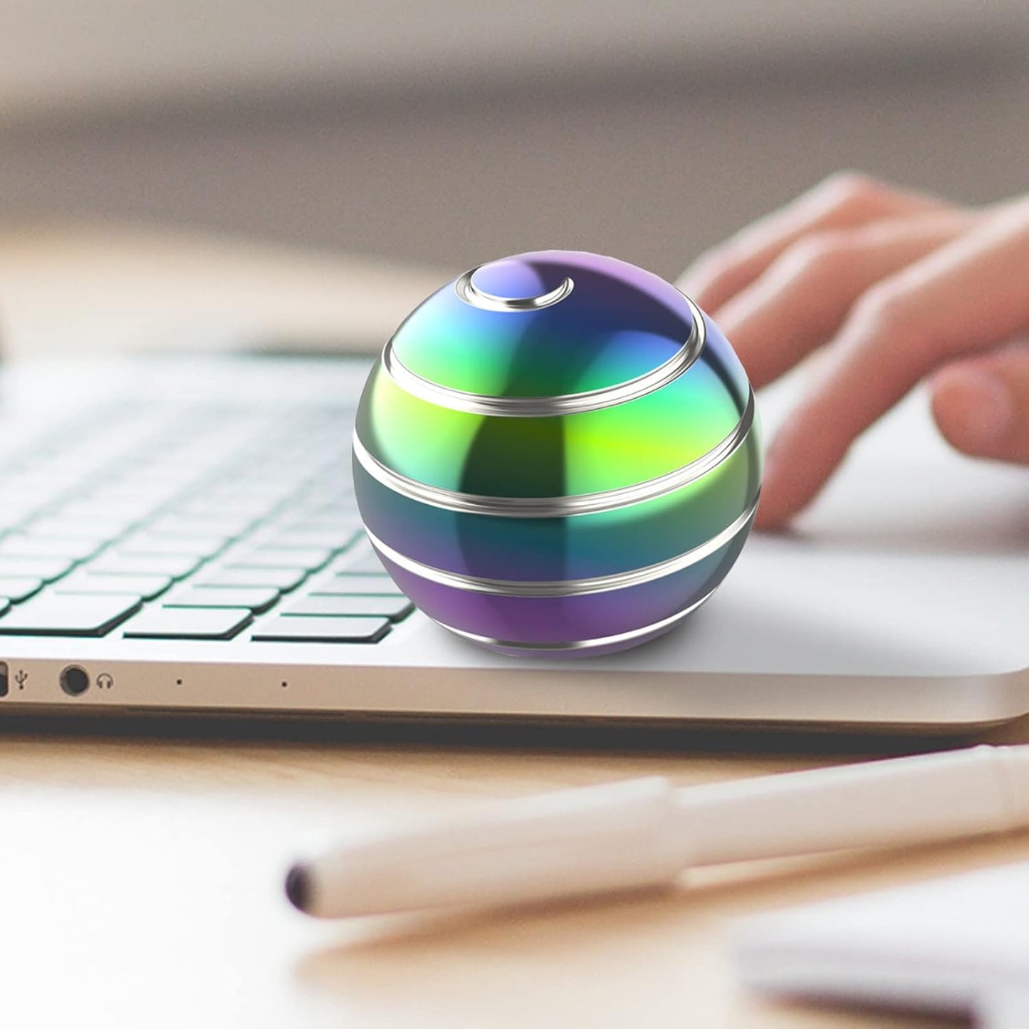 Fidget Toys for Adults Kids, 1.77" Kinetic Spinning Desk Toys for Office for Adults, Kinetic Fidget Spinner for Stocking Stuffers Toys, Party Favors Toys (1.77", Rainbow)