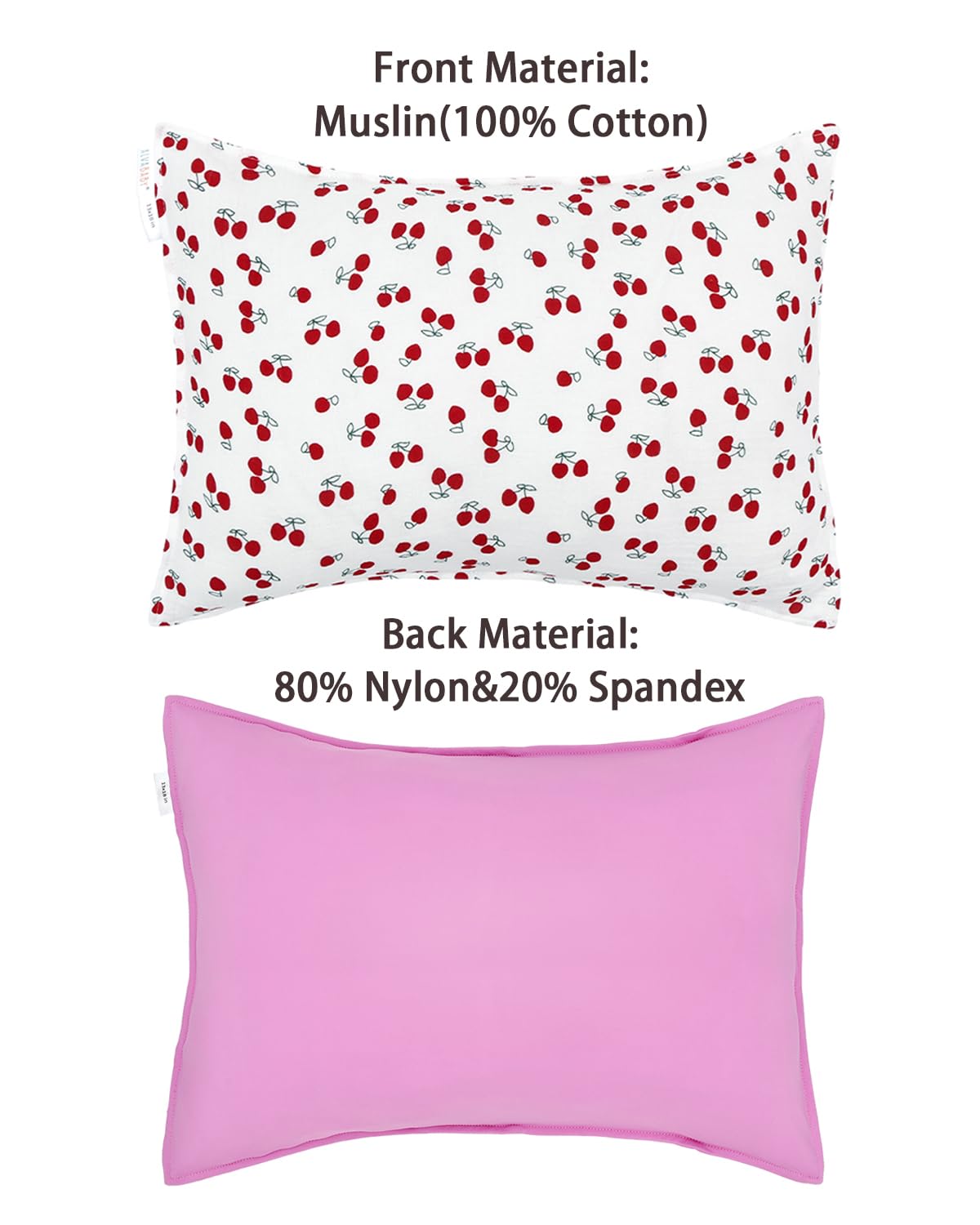 ALVABABY Toddler Pillowcases 2 Pack Muslin Cotton&Stretchy Kids Pillow Cover Fit 13"x 18" or 12"x16" Envelope for Girl Boy Sleepy Travel 2TPMN01A