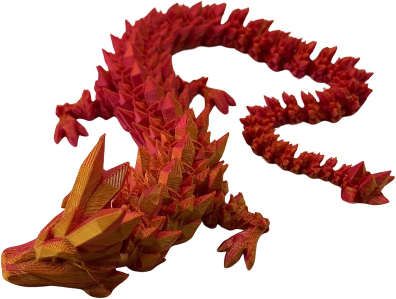 Crystal Dragon - Articulated Flexi Dragon - 3D Printed Gift (Baby, Red/Gold)
