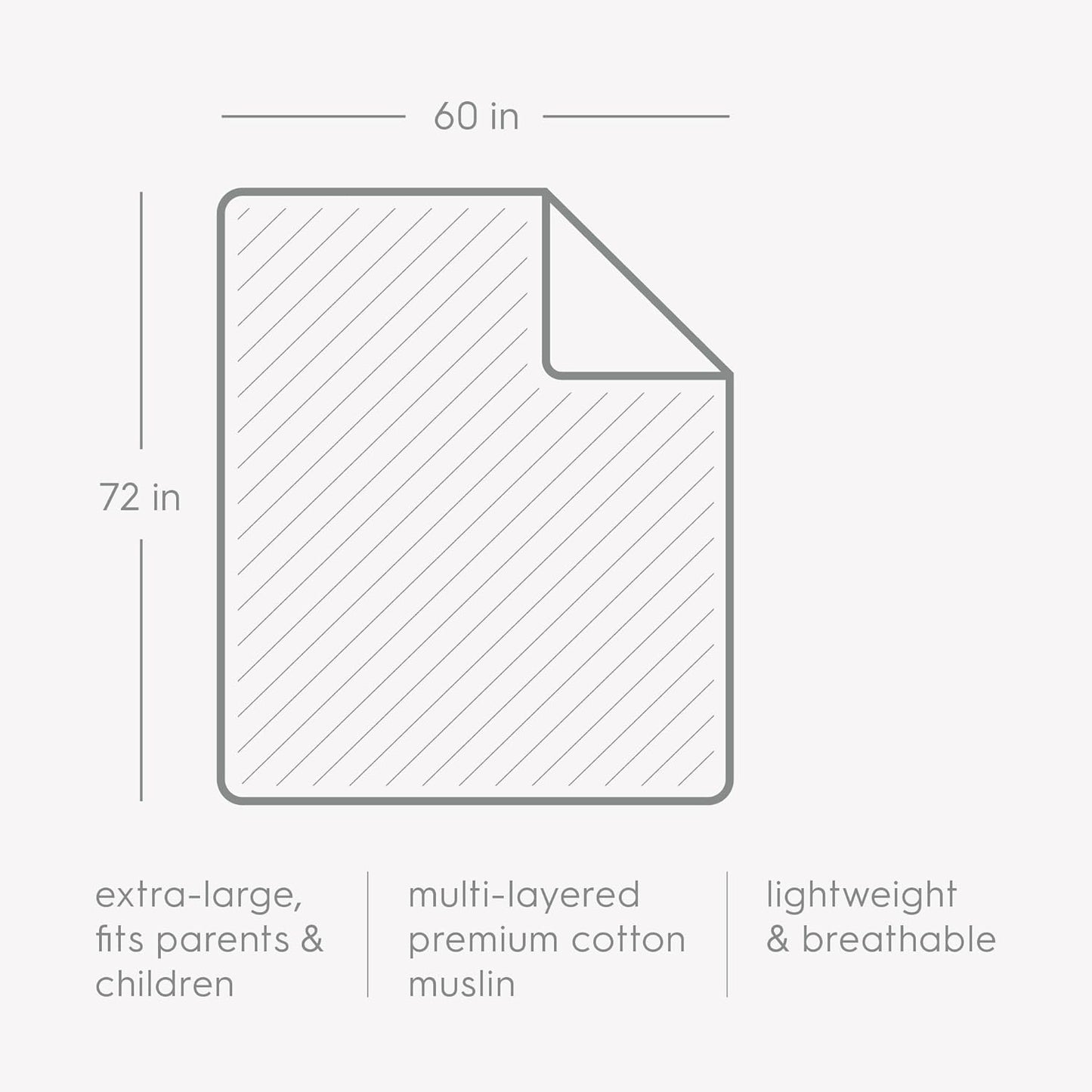 Little Unicorn Premium Quilted Throw | Super Soft, Multi-Layered Muslin XL Blanket| Great for Kids & Families (Holiday Haul)