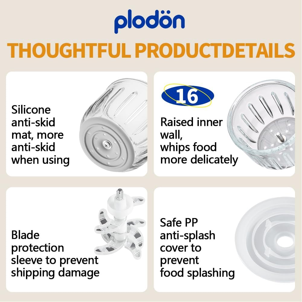 Baby Food Maker Mini Cute and Small Food Processor Puree Blender Grinder Chopper 1.2 Cup Glass Bowl with 6 Blade Electric (Spaceman-White(One Bowl))