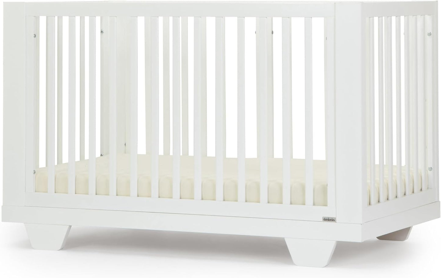 dadada Spirit 8 in 1 Convertible Crib to Toddler Bed & Floor Bed, Made in Italy, Greenguard Gold Certified, Adjustable Mattress Heights (White)