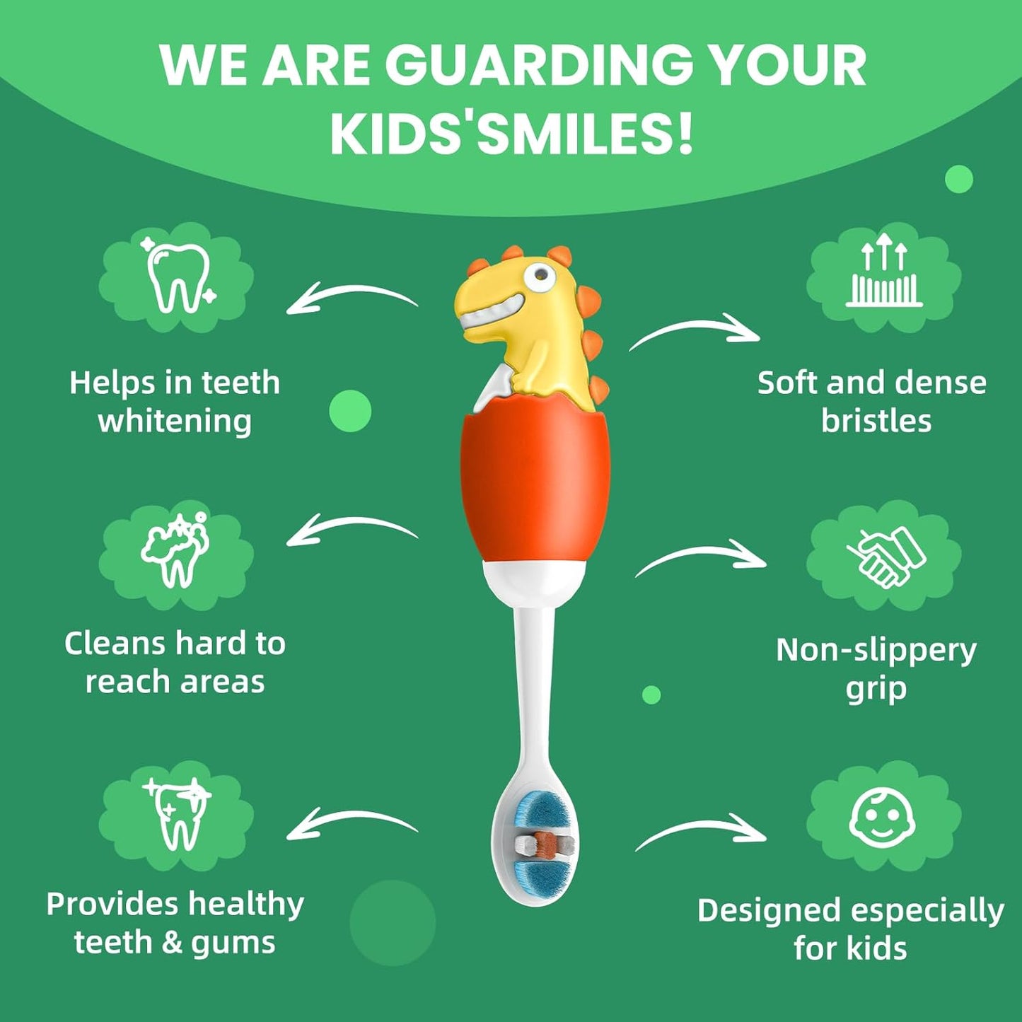 Kids Manual Toothbrush, Ultra-Soft Kids Toothbrush for Sensitive Teeth & Gums, Gentle Toddler & Children's Brush with 10000 Bristles Travel-Friendly Design for Ages 2-7 (Orange)