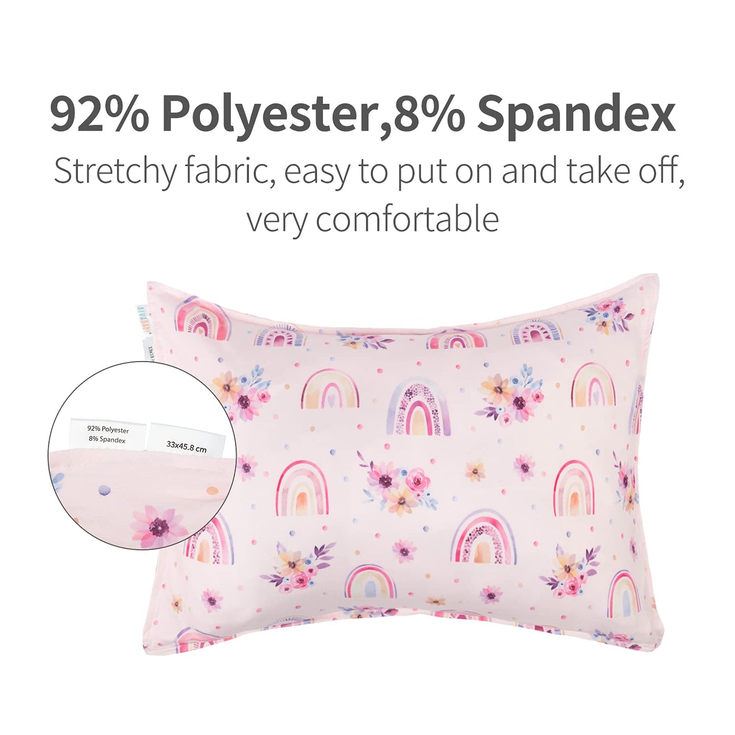 ALVABABY Toddler Pillowcases Stretchy Soft Kids Pillow Cover 2 Pack Fit 13"x 18" or 12"x20" Envelope for Girl Boy Sleepy Travel