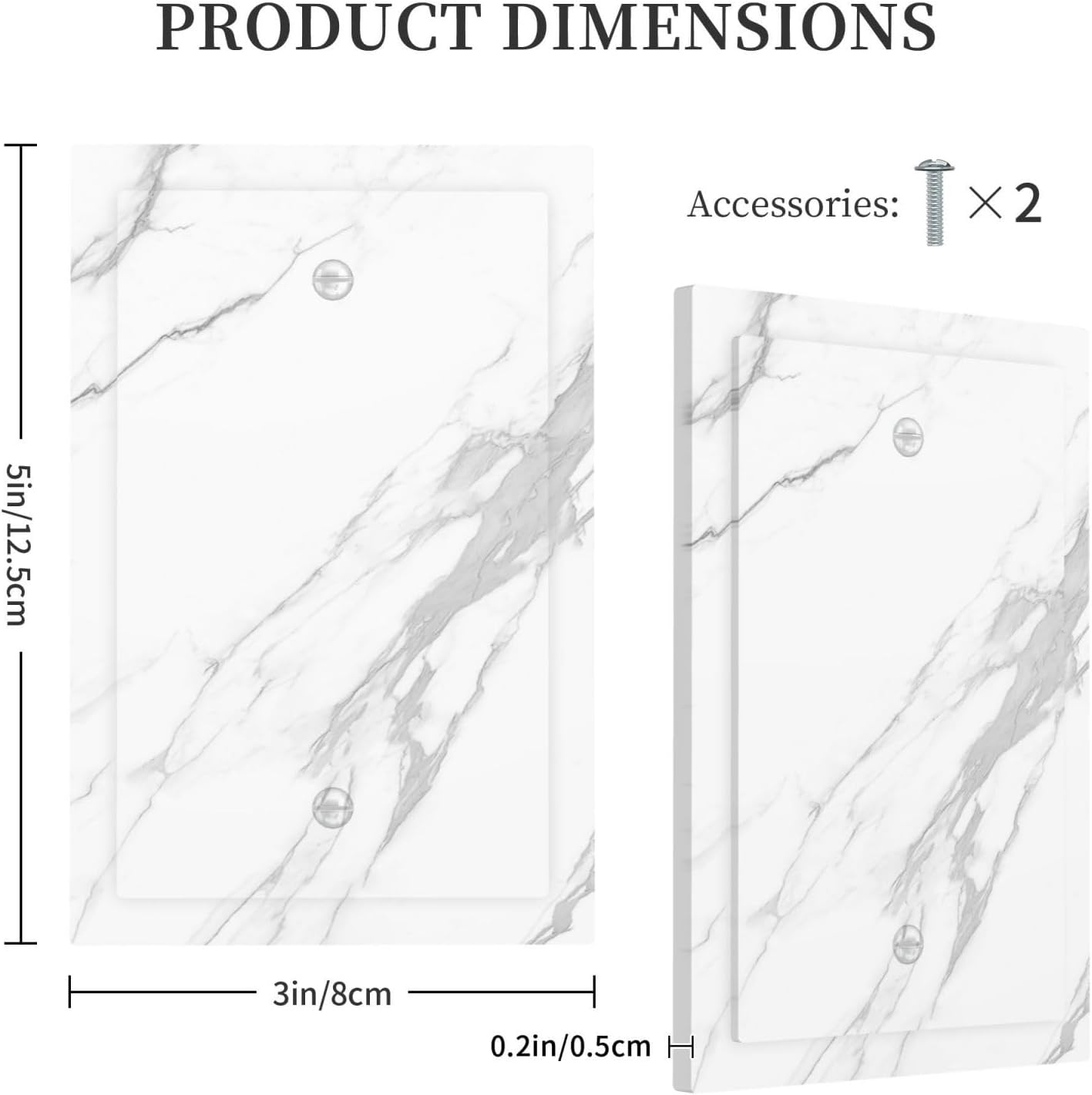 Light Switch Cover Plate Modern White Gray Marble 1 Gang No Device Blank Electrical Wall Plates Faceplate Decorative Switch Plate for living Room Bathroom Decor