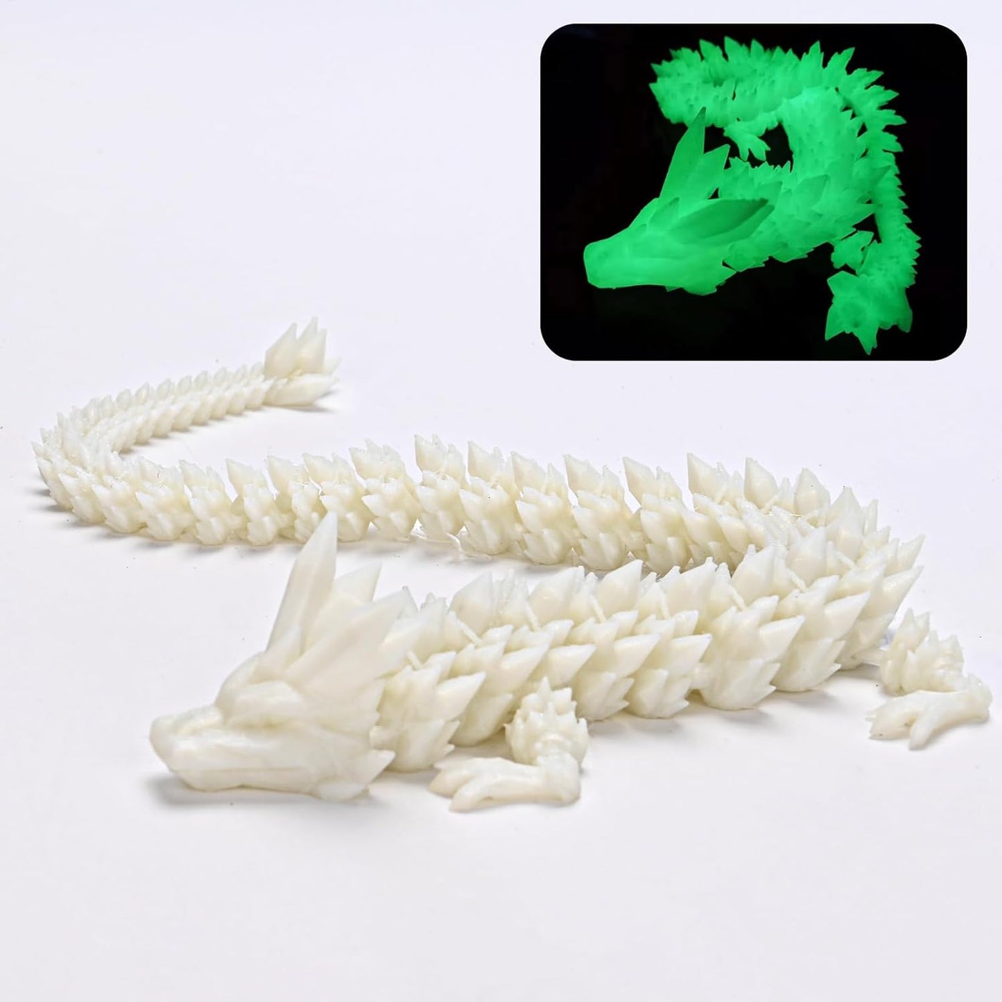 12inch Dragon Egg, Year of The Dragon, 3D Printed Dragon, Executive Desk Toys, Articulated Dragon, Fidget Toys Gifts for Graduates Students Teachers Adults (Noctilucent)