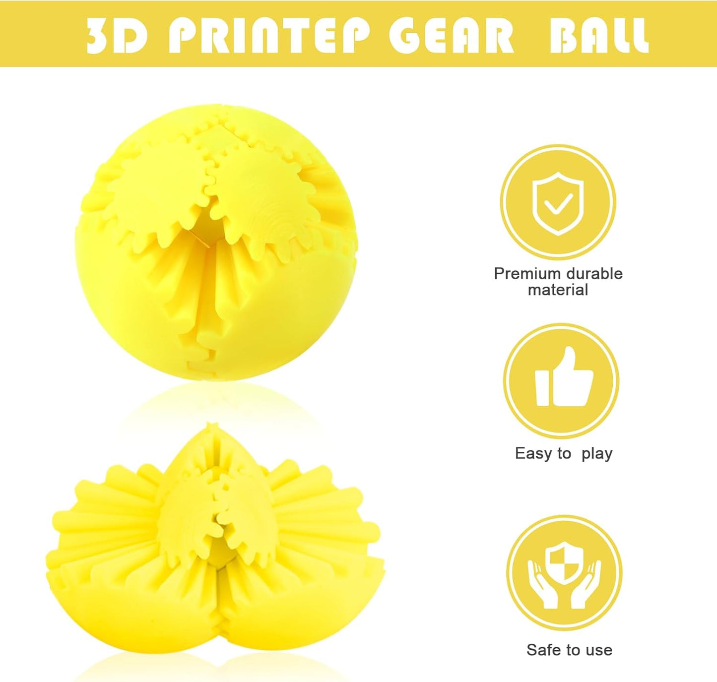 MerryXD Gear Ball Fidget Toy,GearSphere Desk 3D Printed Perfect for Stress and Anxiety Relaxing Fidget Toy Gear Fidget Sphere Activity Gear Ball for Adults Grow in The Dark Yellow