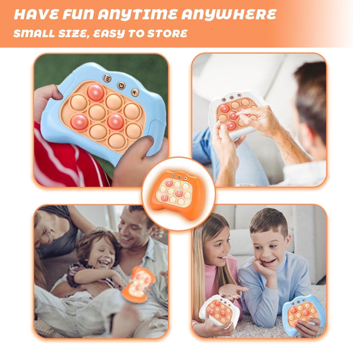 Pop Fidget Kids Quick Push Toy Game, Fast Push Handheld Games Toys for Ages 8-13,Bubble Stress Pop Light up Game, Birthday Xmas Gift,Autism Relief Relief For 3 4 5 6 7 8 9 Year Old Girls, Pink