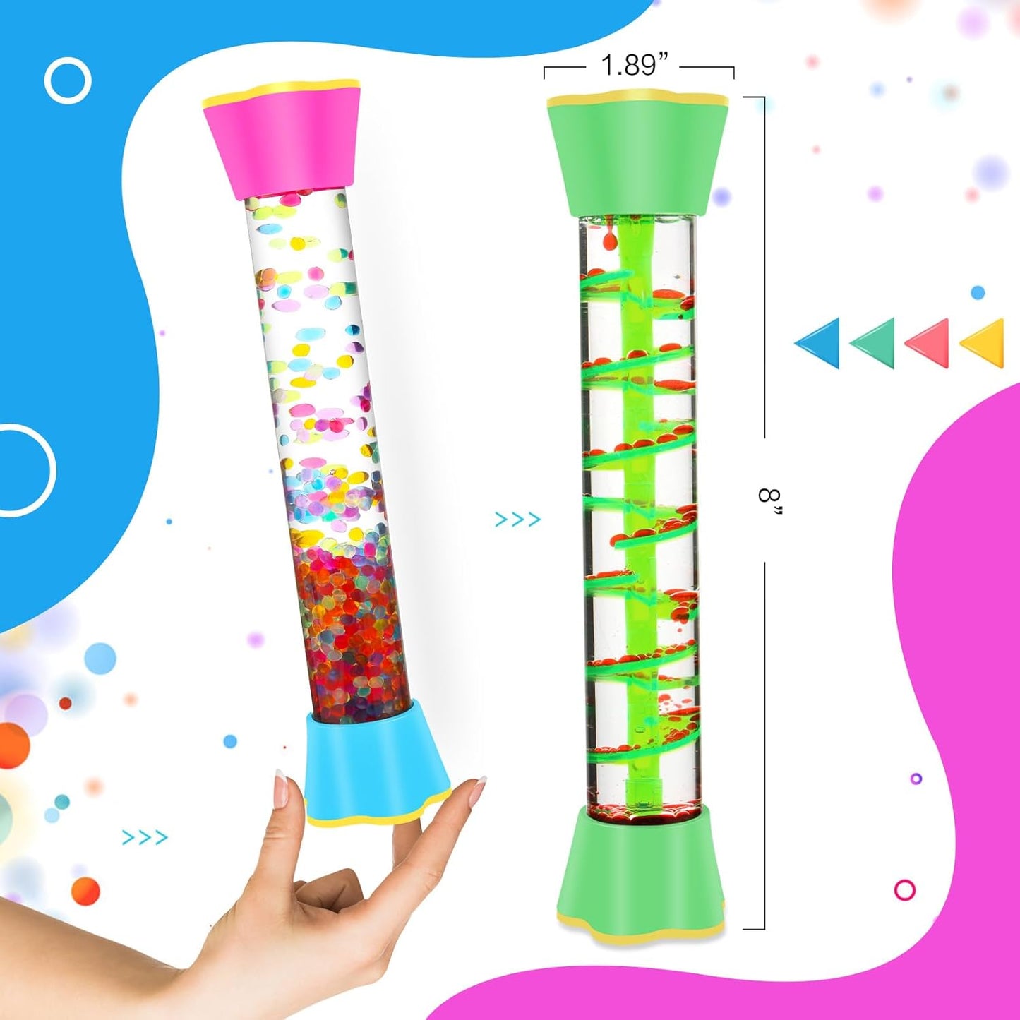 Sensory Fidget Tubes - Calm down Toys for Kids - Sensory Tubes for Calm Down Corner Supplies,Occupational Therapy - Promotes Calmness & Independent Play - Securely Sealed, No Leaks