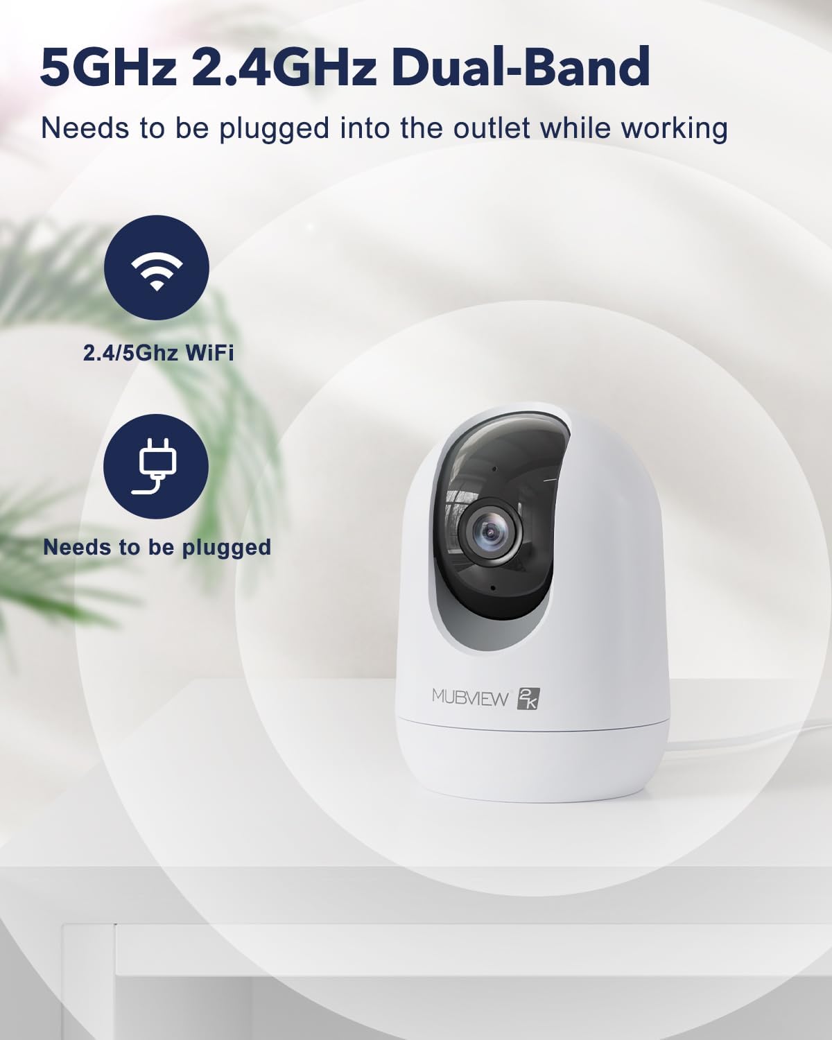 MUBVIEW Pet Camera with Phone App, Indoor Security Camera, 2.4/5GHz WiFi Cameras for Home Security, Wired Cameras for Dog/Elder/Baby, Motion Tracking, PT, 7X24, Two-Way Audio, 2K Night Vision (4 Pack)