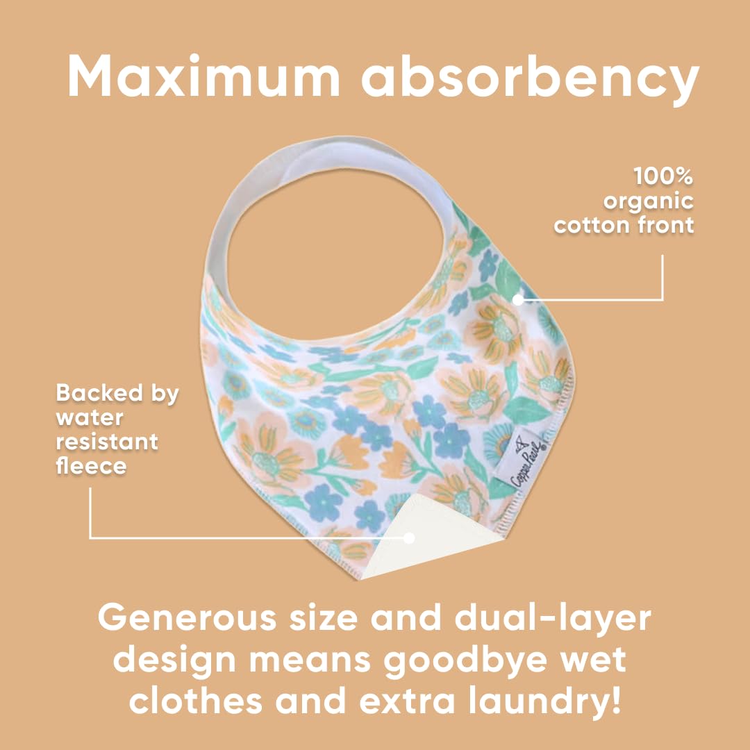Copper Pearl 6 Pack Soft Cotton Baby Bibs for Drooling and Teething, Absorbent Drool Bibs for Baby Girl, Adjustable to Fit Newborns to Toddlers, Tons of Styles (Sophie Set)
