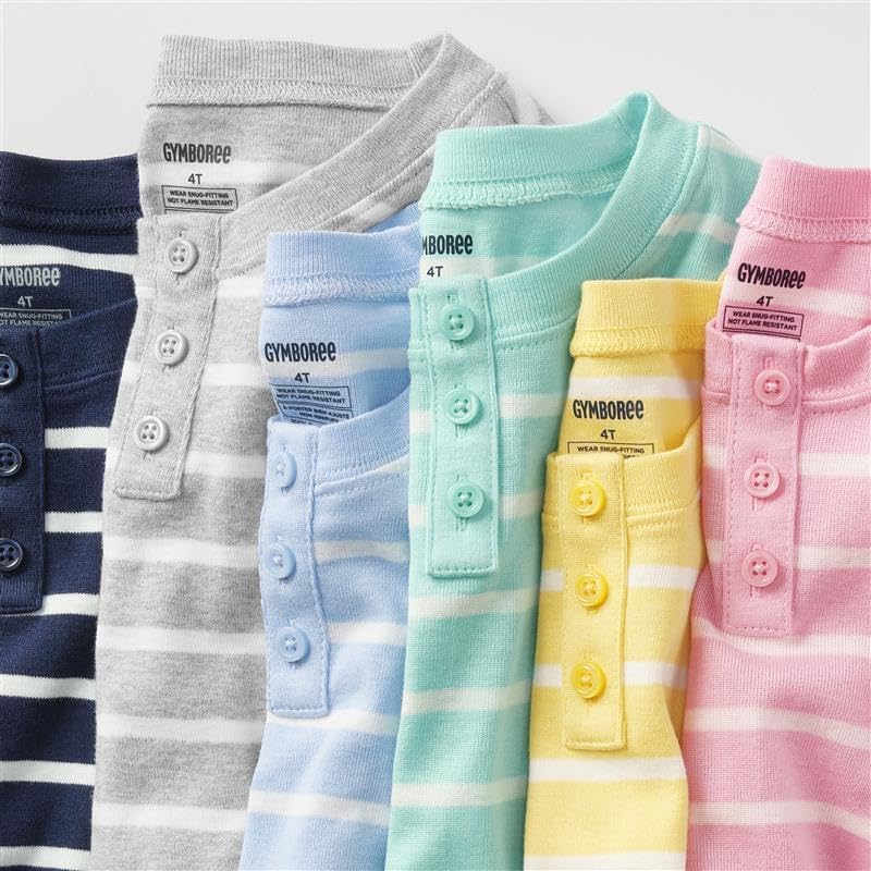 Gymboree Unisex Kid's and Toddler 100% Cotton Henley Long Sleeve Top and Pants,gymmies Pajama Set