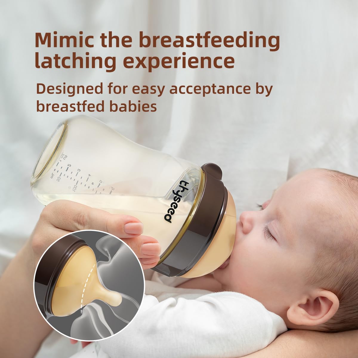 PPSU Natural Breast-Like Bottle with Nipple(3-7 Months),10oz，2pack