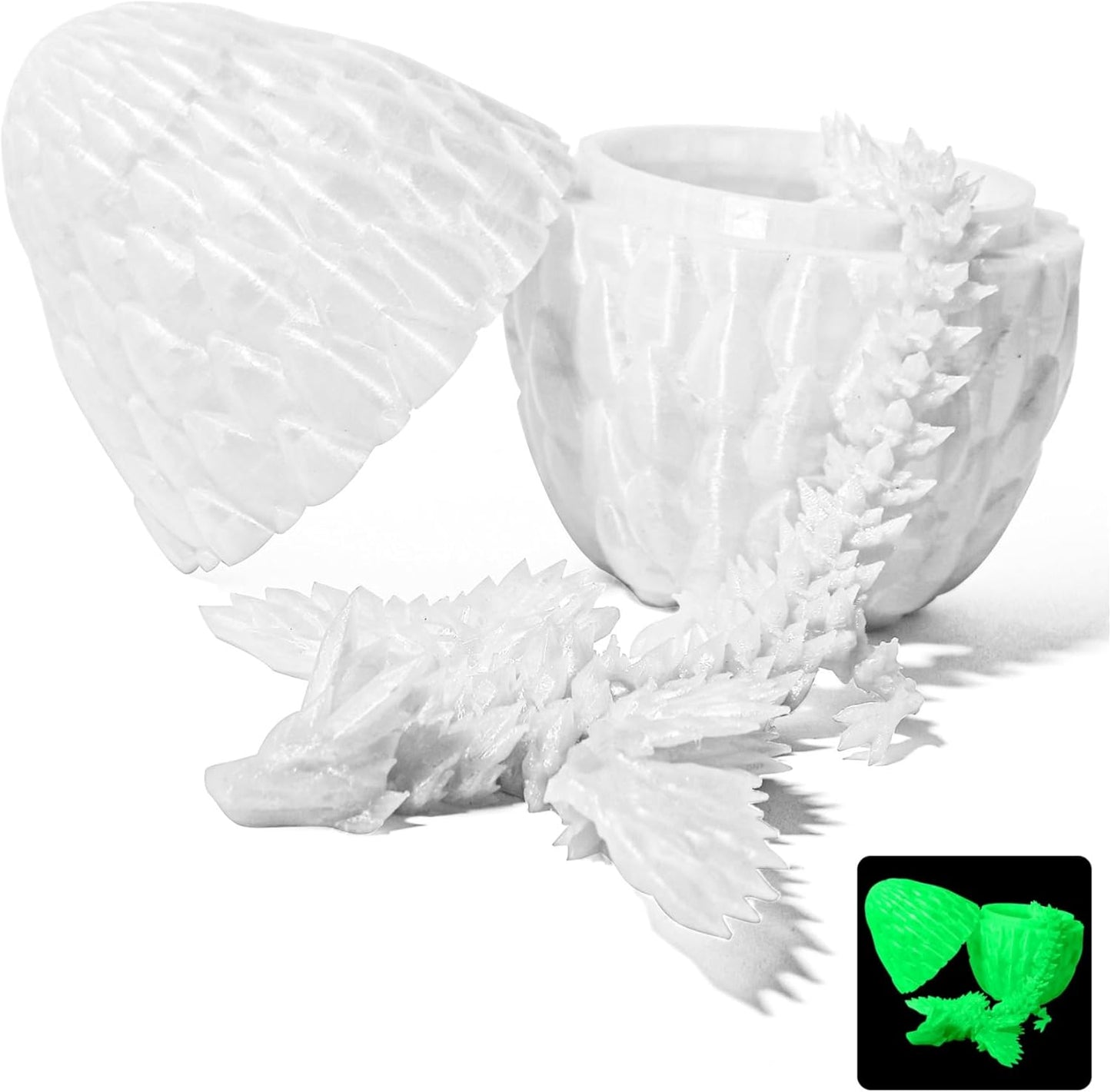 12inch Fly Dragon Egg, Year of The Dragon, 3D Printed Dragon, Executive Desk Toys, Articulated Dragon, Fidget Toys Gifts for Graduates Students Teachers Adults (Glow)