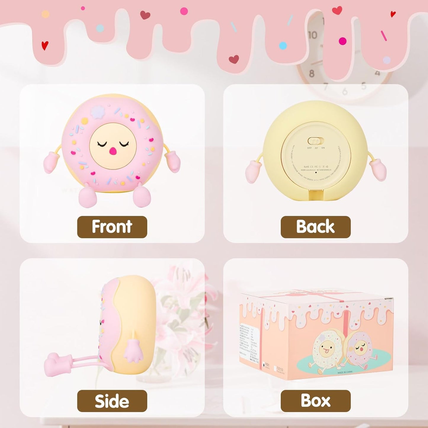 QANYI Donut Lover Light,Rechargeable Novelty Donut Lamp with Soft Touch Control and Sweet Funny Shape for Desk Decor, Birthday,Christmas,Valentine's Day Aesthetic Gifts for Girls Teens Teenages Women