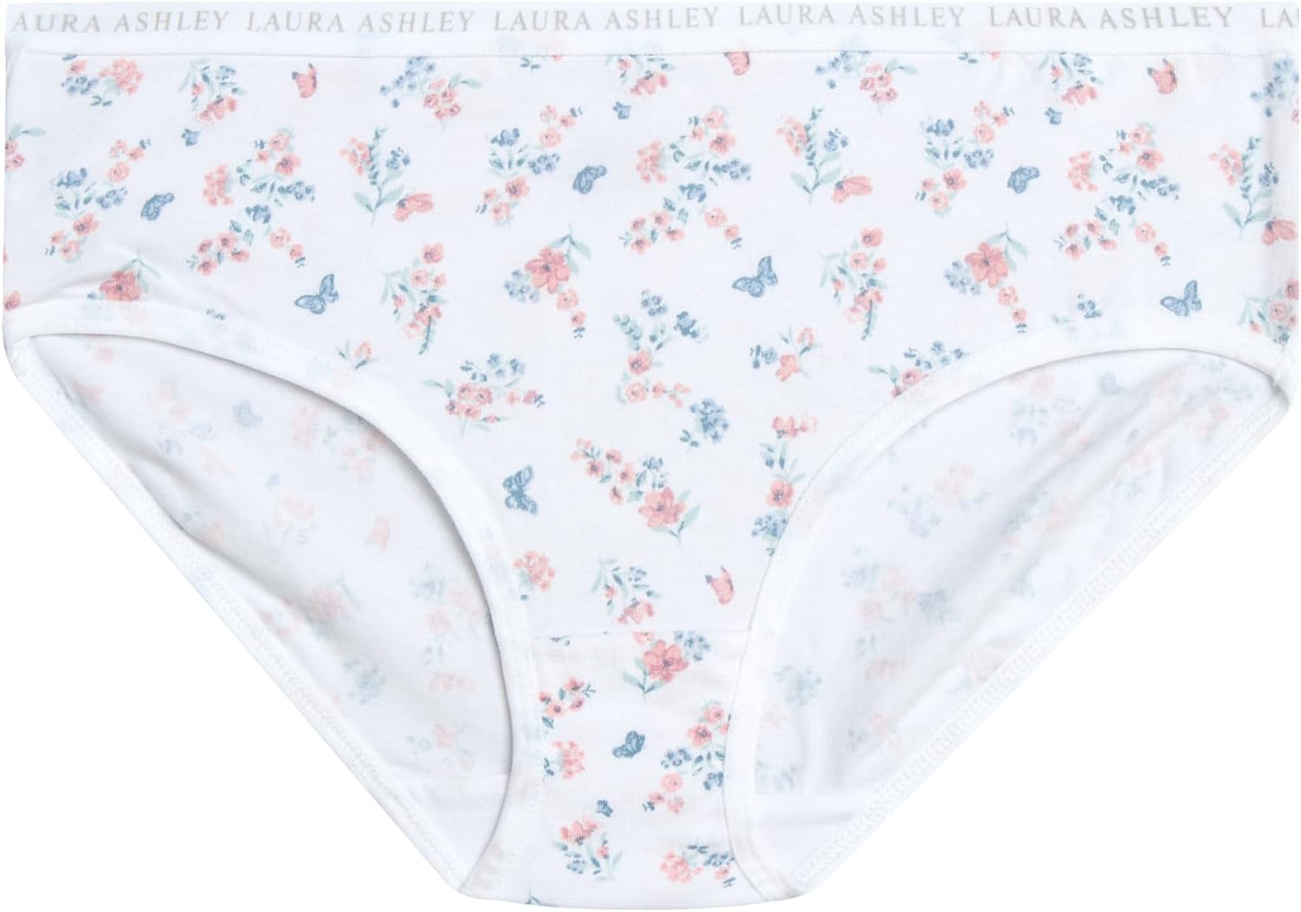 Laura Ashley Girls Underwear - 5 Pack Soft Stretch Breathable Panties for Girls - Lightweight Cotton Panties (Size: 4-12)