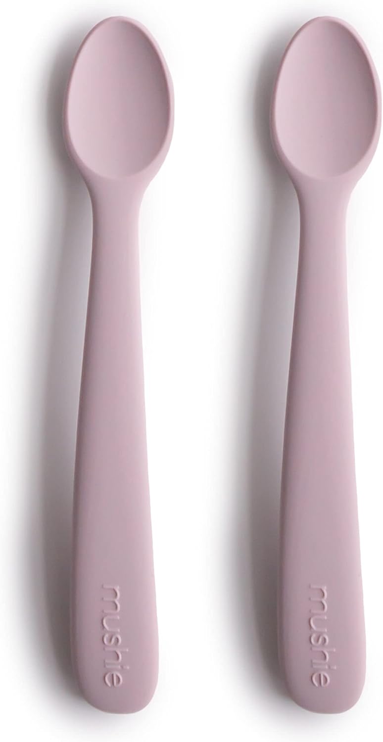 mushie Silicone Baby Feeding Spoons | 2 Pack (Soft Lilac)