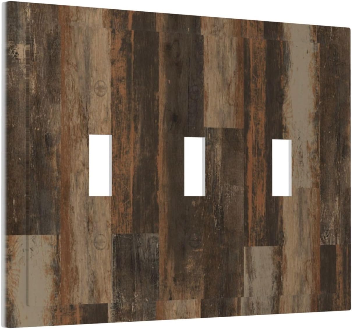 Rustic Brown Wood Grain Dark Oak Decorative Switch Plates 3 Gang Wall Plate Triple Toggle Light Switch Cover Faceplate Electrical Wall Panels for Farmhouse Home Decor
