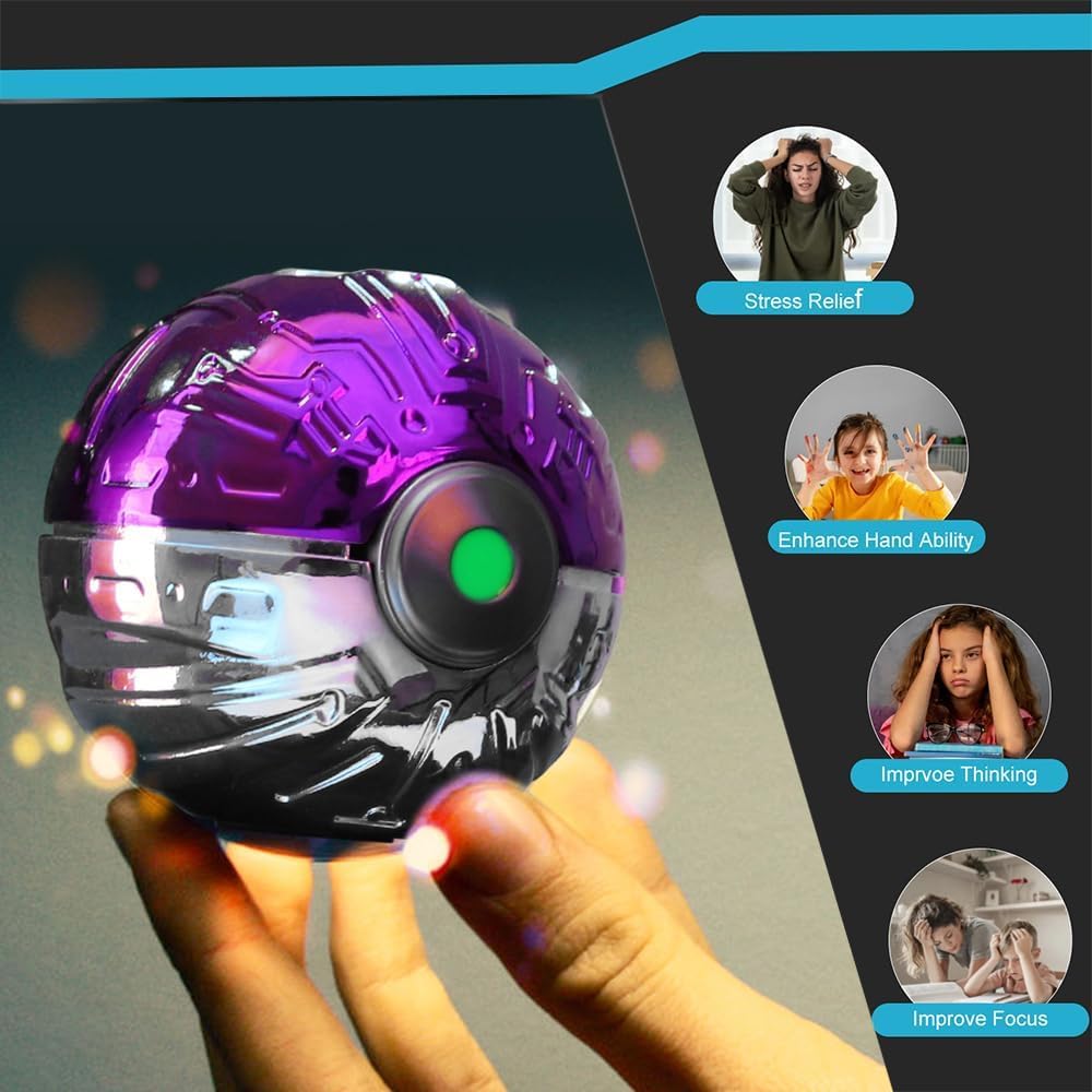 Cool Sphere Ball Fidget Spinner Toy for Kids Adults, Alloy Stress Relief Finger Spinner Fidgit Desk Toy Boy Prize Men Present,Glow in The dark after absorb light, smooth silence spining, cool design