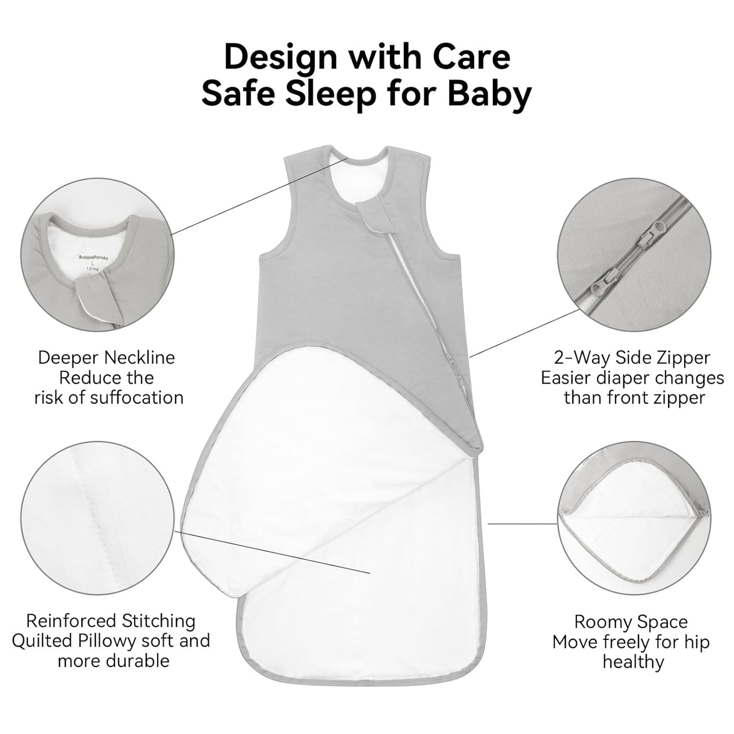 BubblePanda Rayon Made from Bamboo Sleep Sack 2t-3t 0.5 Tog Soft Lightweight Toddler Sleep Sack 24-36 Months for Babies 2-Way Zipper Wearable Blanket Baby 3t