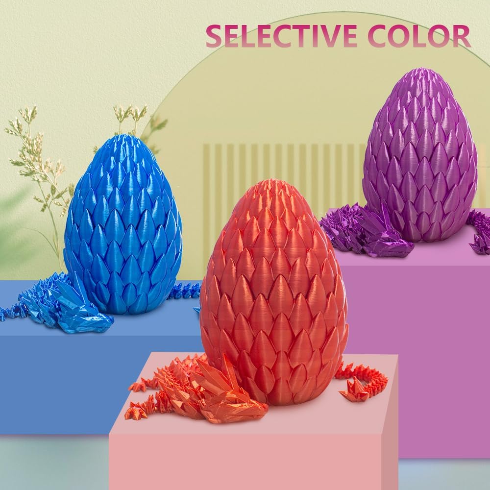 Dragon Eggs with Dragon Inside, 16.5 Inch Large 3D Printed Dragon Egg Articulated Dragon Crystal Dragon Executive Desk Toys Fidget Toy for Autism/ADHD (Purple, with Egg)