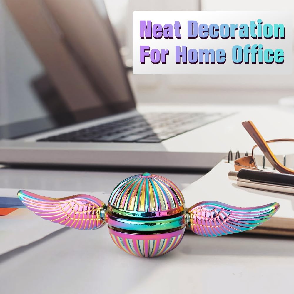 Rainbow Wizarding Fidget Sphere Spinner Metal for Kids Adults, EDC Desk Toy Wings Finger Hand Spinner Spinning Toys Christmas Birthday Gifts for Boys Girls Stress Relief Anti-Anxiety Novelty Prize