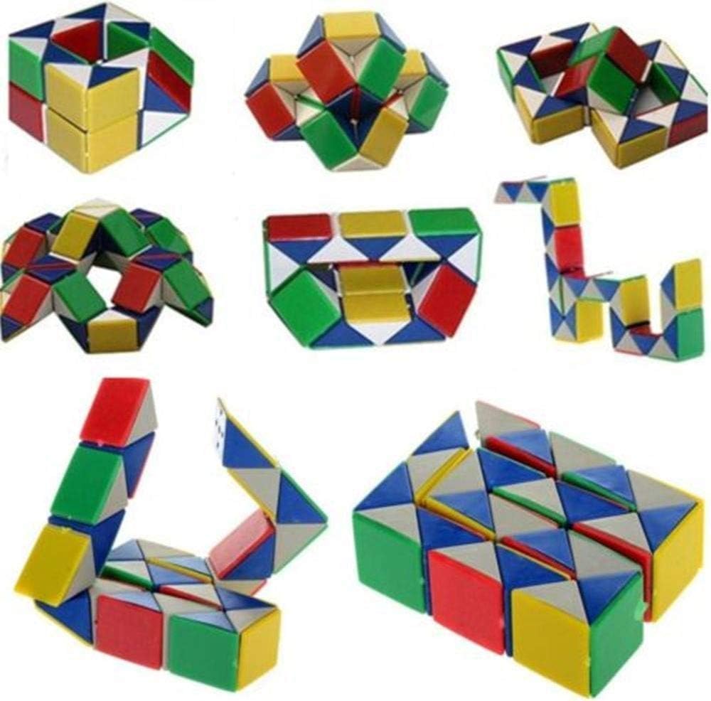 Fidget Stress Reliever Brain Teaser Dexterity Decompression 4 Pack Including a Genuine Tangle® Twister Toy Wooden Fidget Cubes and Snake Cube Puzzle and Polygonzo Geo Twister Shapeshifter