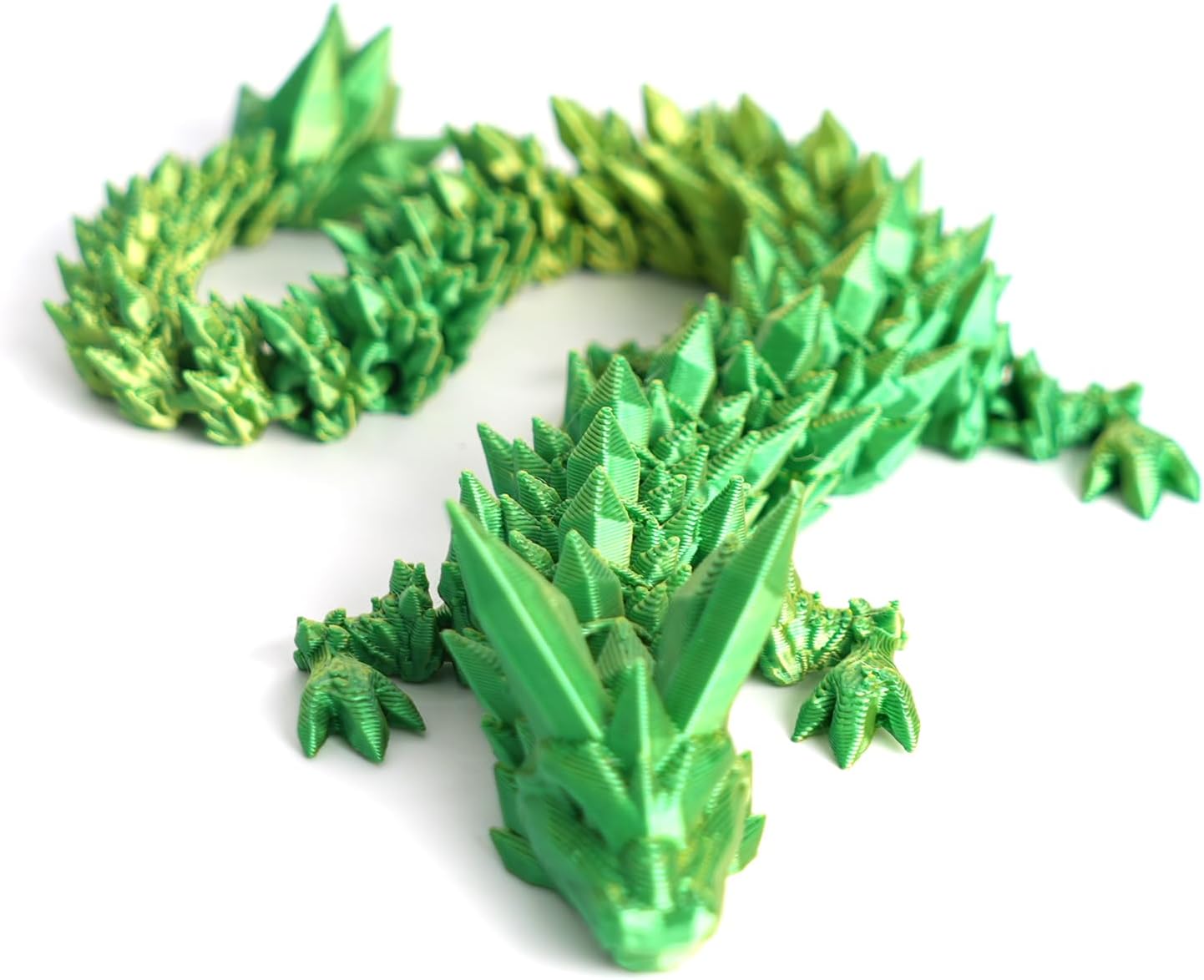 Dragon Egg - 3D Printed Egg with Flexible Pearly Sheen Dragon Inside, 3D Printed Surprise Gift, Articulated Dragon Egg Fidget Toy, Figurine Decor (12” Dragon Gold Mix Green)