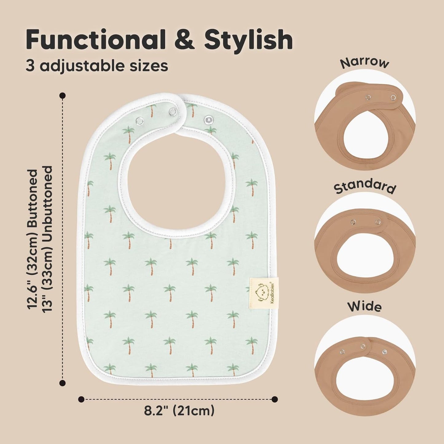 KeaBabies 8-Pack Organic Baby Bibs for Boys, Girls - Super Absorbent Cotton Drool Bibs for Baby Girl & Boy, Teething Toddler, Drooling Newborn, Ultra Soft & Machine Washable (Roarsome)