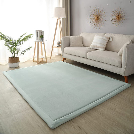 Loartee Coral Velvet Crawling Rug (6'7"x7'10", Light Green) for Toddler Children Play Area Rug Yoga Mat Exercise Pad Carpet