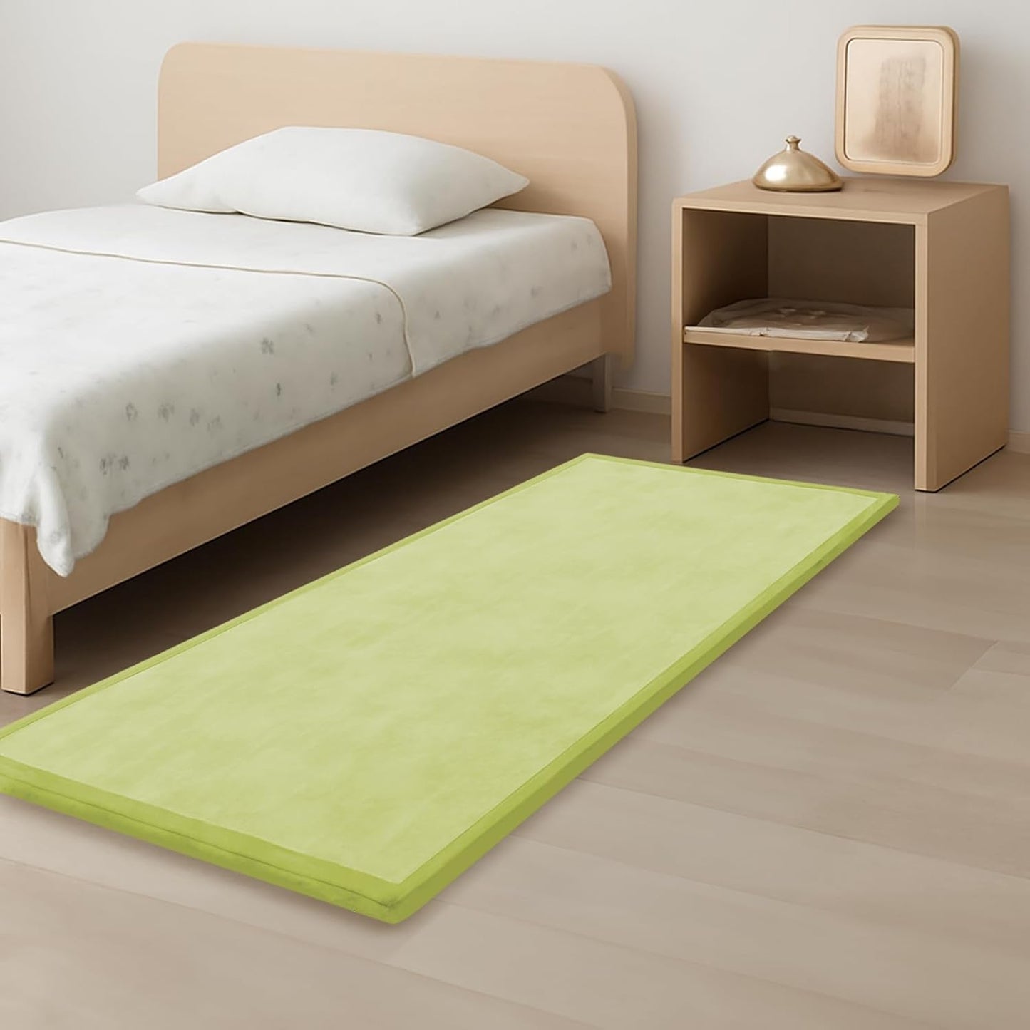 Baby Play Mat for Kids Room,Extra Thick Elasti-Foam Anti-Fall Cushion Mat for Babies,Toddlers,Infants,Water-Repellent&Non-Slip Bedroom Bedside Rugs(Light Green)