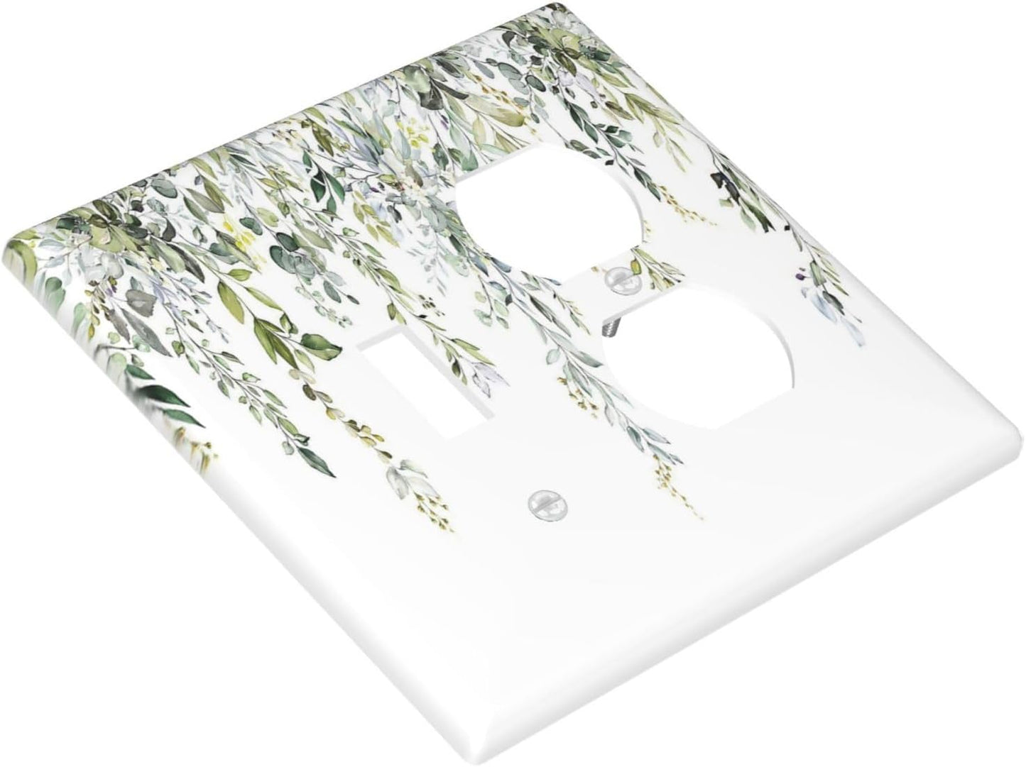 Wallplates Boho Farmhouse Flower Leaf Sage Green 1 Toggle 1 Duplex Switch Plate Electrical GFCI Faceplate Decorative Light Switch Covers for Bedroom Cabin Decor