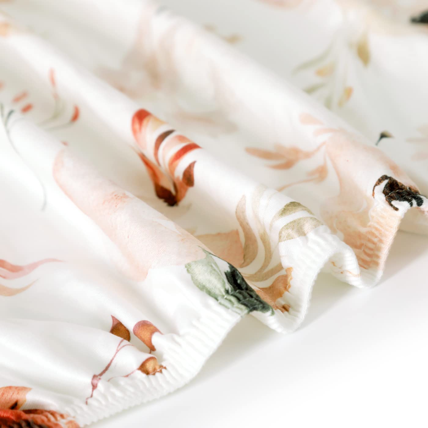 GRSSDER Stretch Ultra Soft Jersey Knit Changing Pad Cover Set 2 Pack, Change Table Pad Covers Fit 32"/34" x 16" Pads Safe and Snug, Pretty Watercolor Rose Flora for Baby Girls, Orange Pink