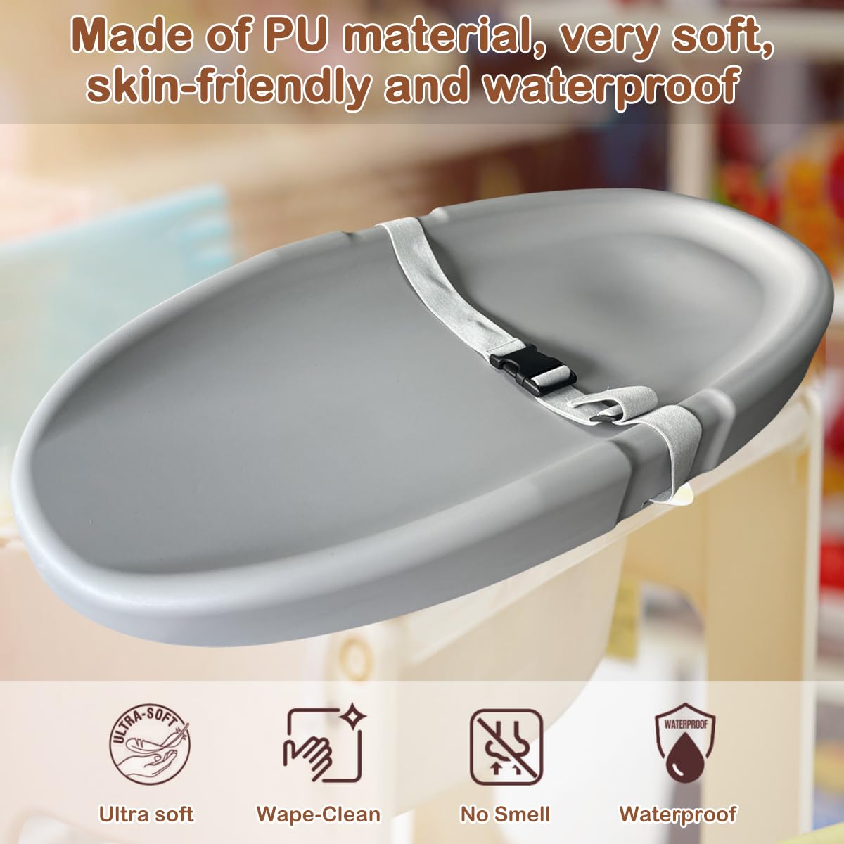 Baby Changing Pad,Waterproof Easy to Clean,PU Foam Changing Pad on Table Topper for Changing Diaper and Dresser (Oat)