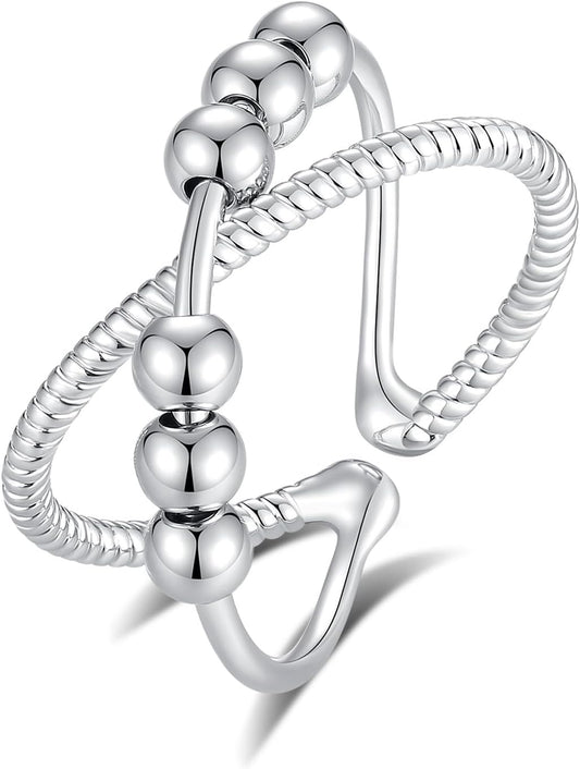 INFUSEU Funny Spinner Fidget Rings for Women Girls Anti Anxiety Stress Worry, Adjustable Size